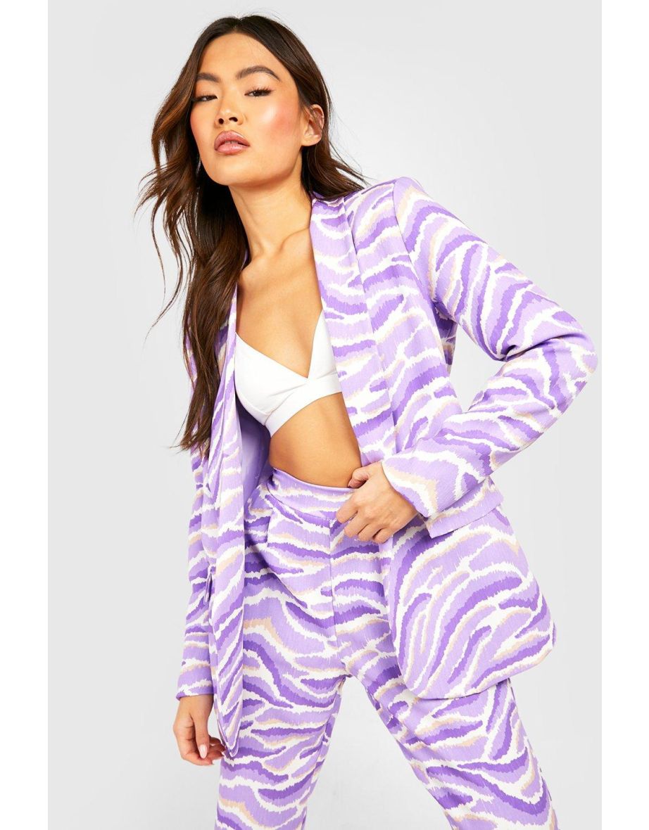 Pastel Abstract Zebra Print Tailored Blazer - lilac