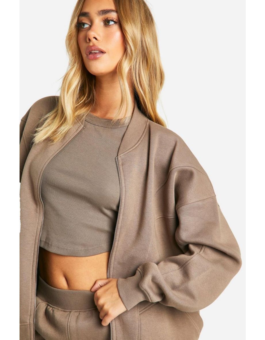 Seam Detail Zip Through 3 Piece Tracksuit - mocha - 3