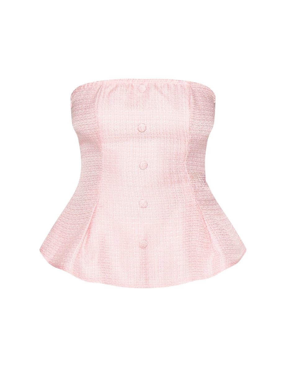 Pink Button Up Boucle Waistcoat - 4