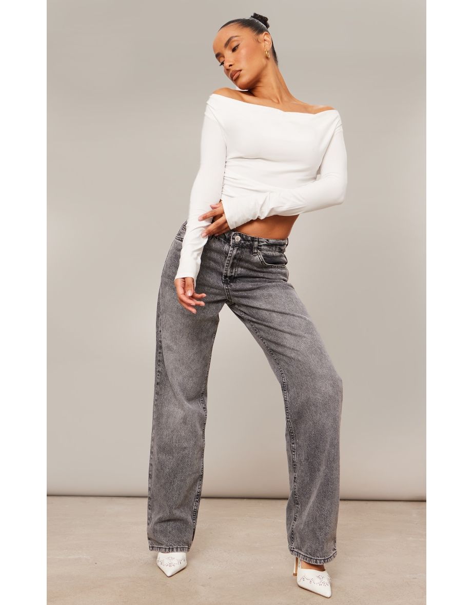 White Soft Touch Jersey Neck Dip Hem Top
