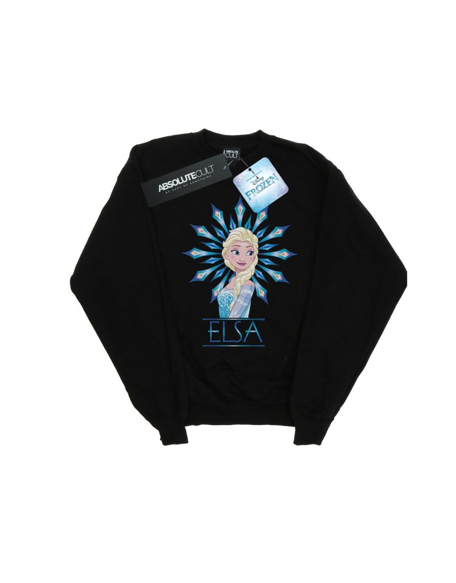 Disney Boys Frozen Elsa Snowflake Sweatshirt - Black
