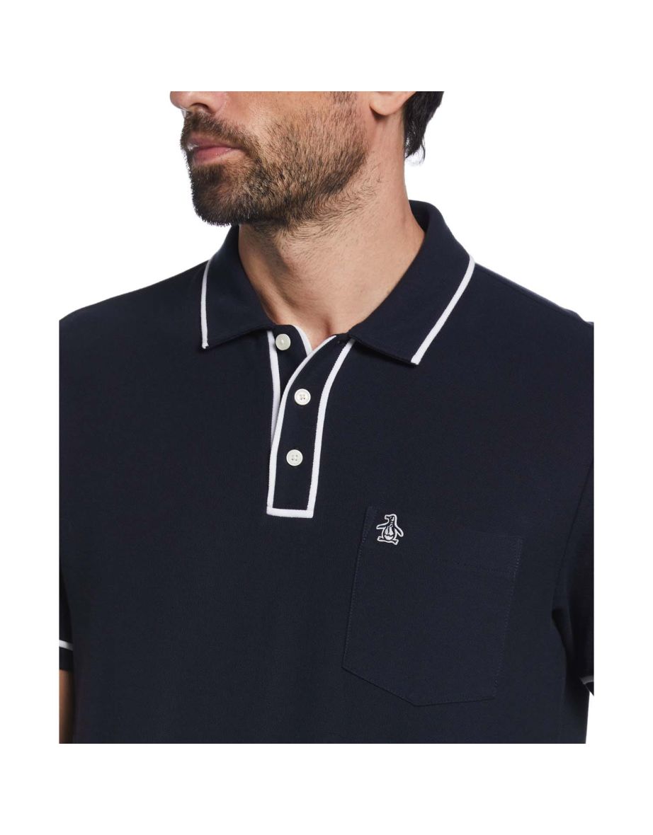 Men's Original Penguin Earl Organic Cotton Pique Polo Shirt in Blue - 2