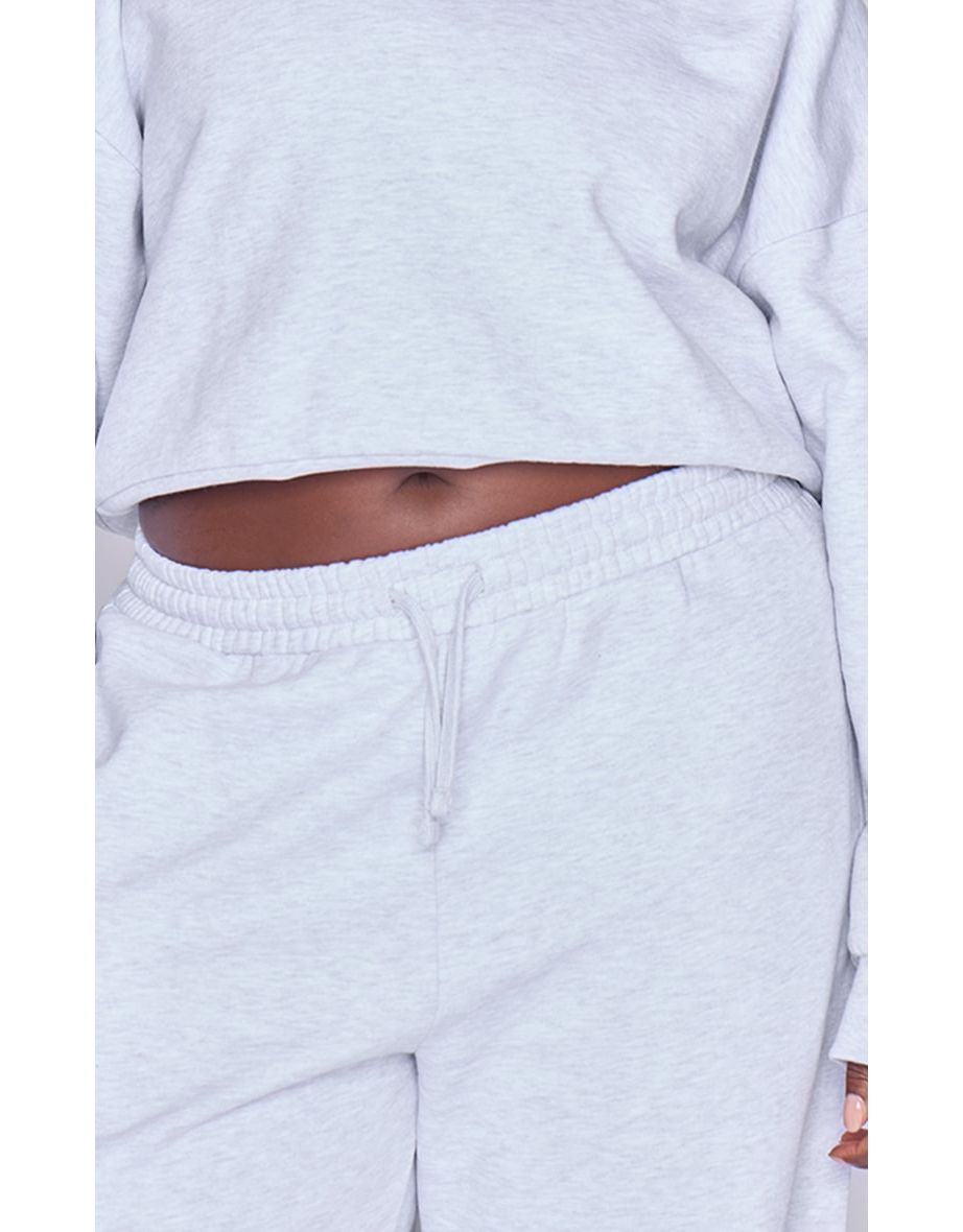 Plus Grey Premium Basic Crew Neck Cropped Sweatshirt - 3