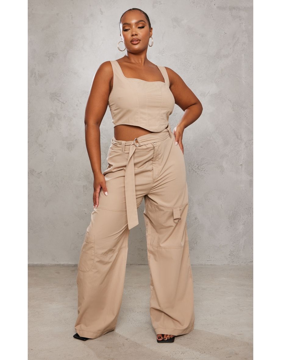 Plus Stone Woven Wide Leg Fit Pant