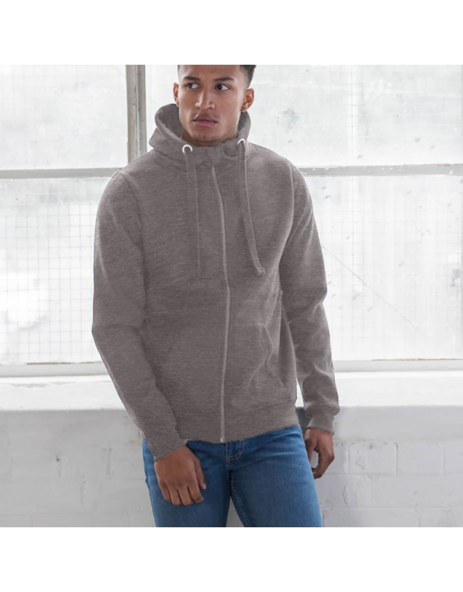 AWDis Just Hoods Mens Graduate Heavyweight Full Zip Hoodie - Charcoal - 1