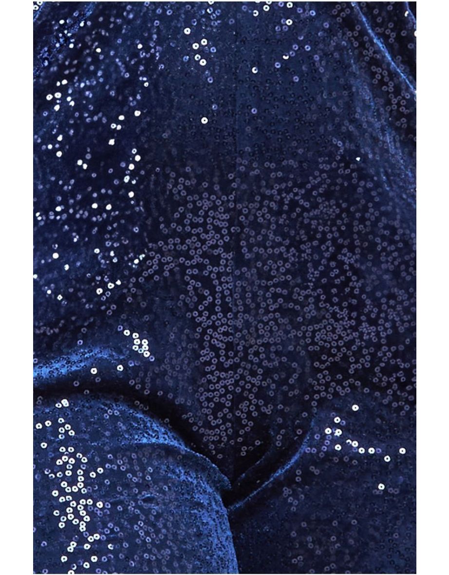 Goddiva Sequin & Velvet Corset Jumpsuit - Navy - 3