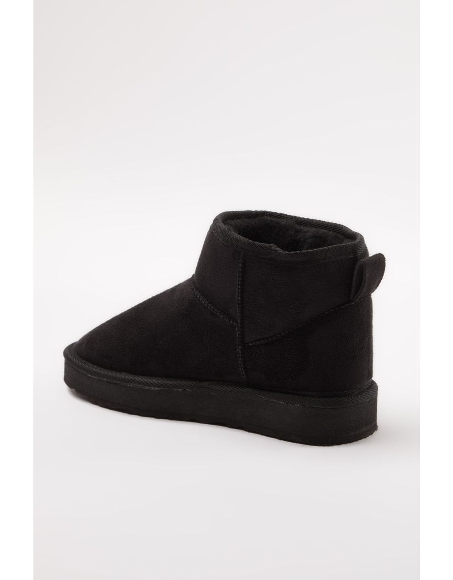 Black Flatform Low Heel Women's Boots - 3