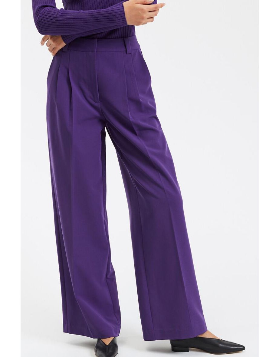 Recycled Pleat Front Trousers with Wide Leg, Length 30.5"