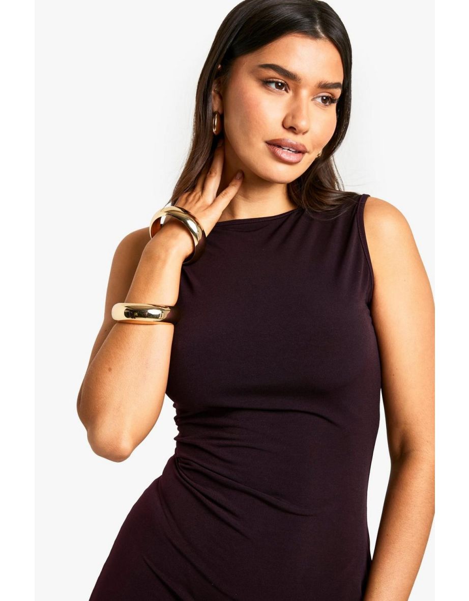 Tall Racer Asymmetric Hem Midi Dress - plum - 3