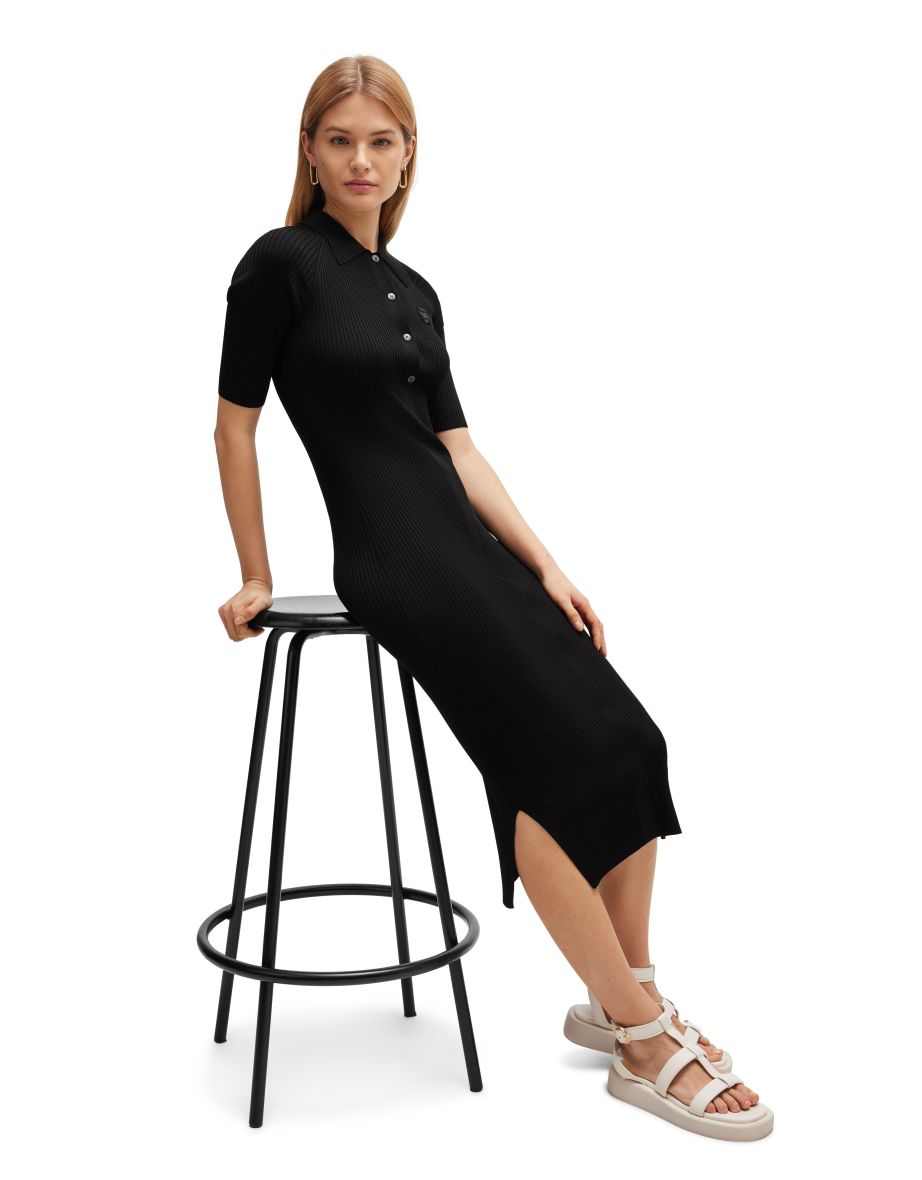 Women's Boss Formica Button-Placket Dress in Black - 5