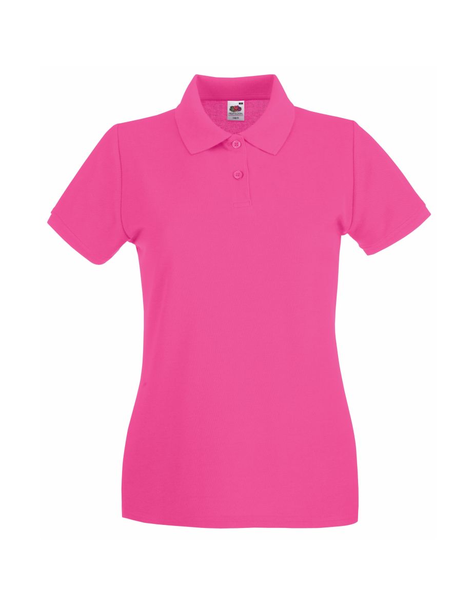 Fruit Of The Loom Ladies Lady-Fit Premium Short Sleeve Polo Shirt - Fuchsia
