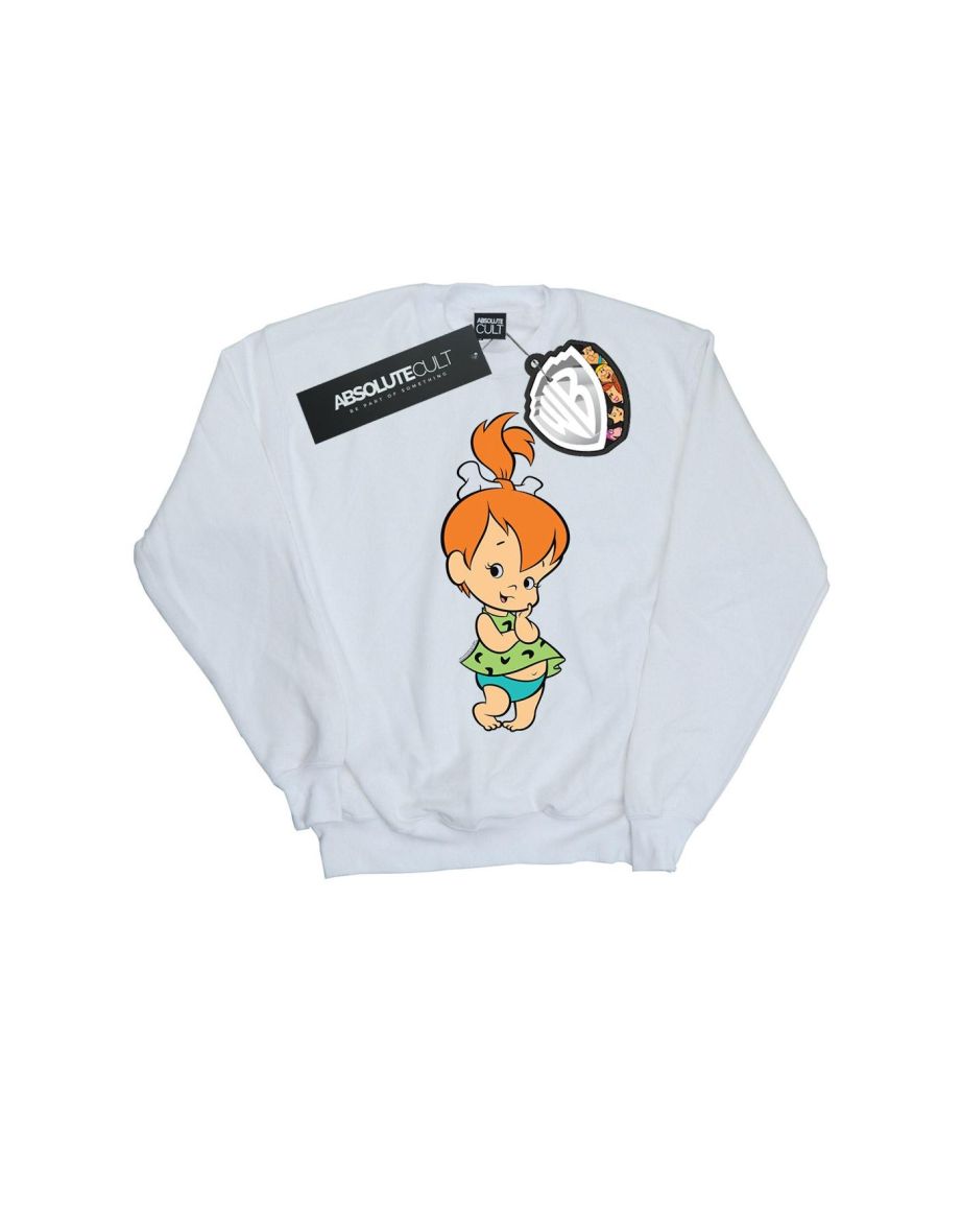 The Flintstones Girls Pebbles Flintstone Sweatshirt - White
