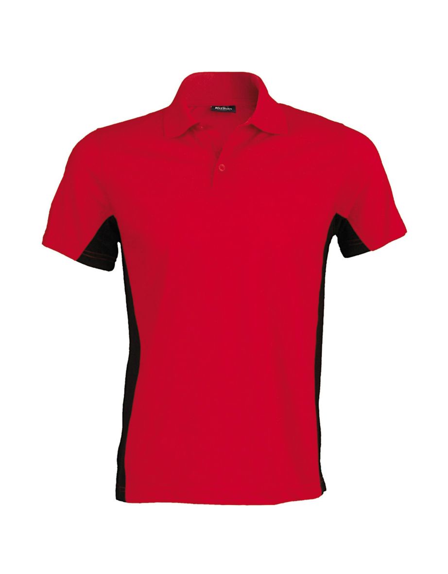 Kariban Mens Short Sleeve Flag Polo Shirt (Dual Colour) - Red/Black