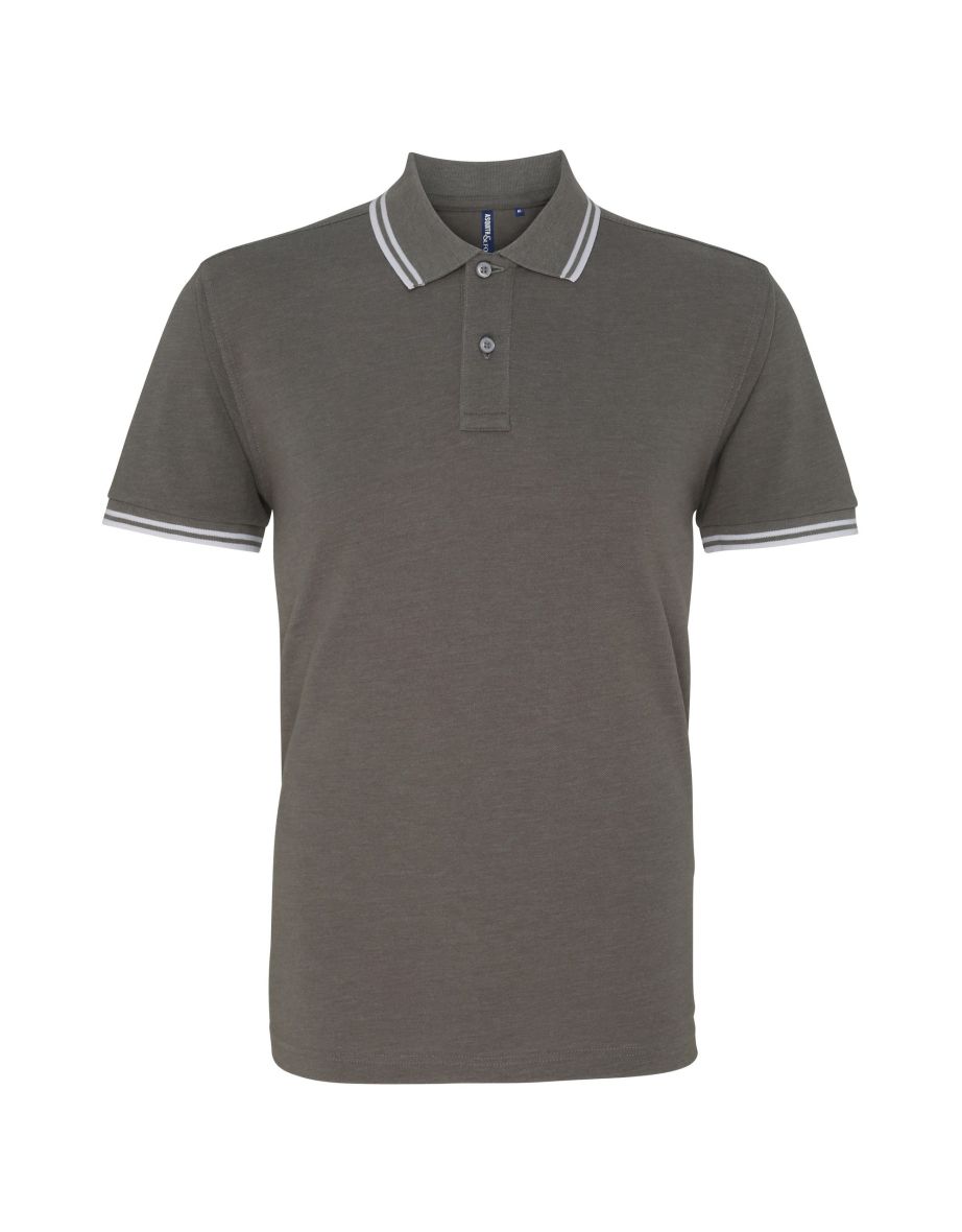 Asquith & Fox Mens Classic Fit Tipped Polo Shirt - Charcoal/White