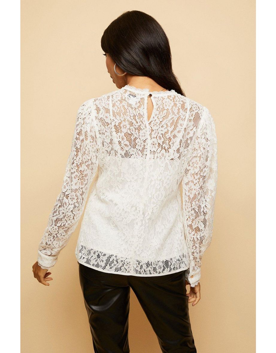 Lace Overlay Blouse - 2