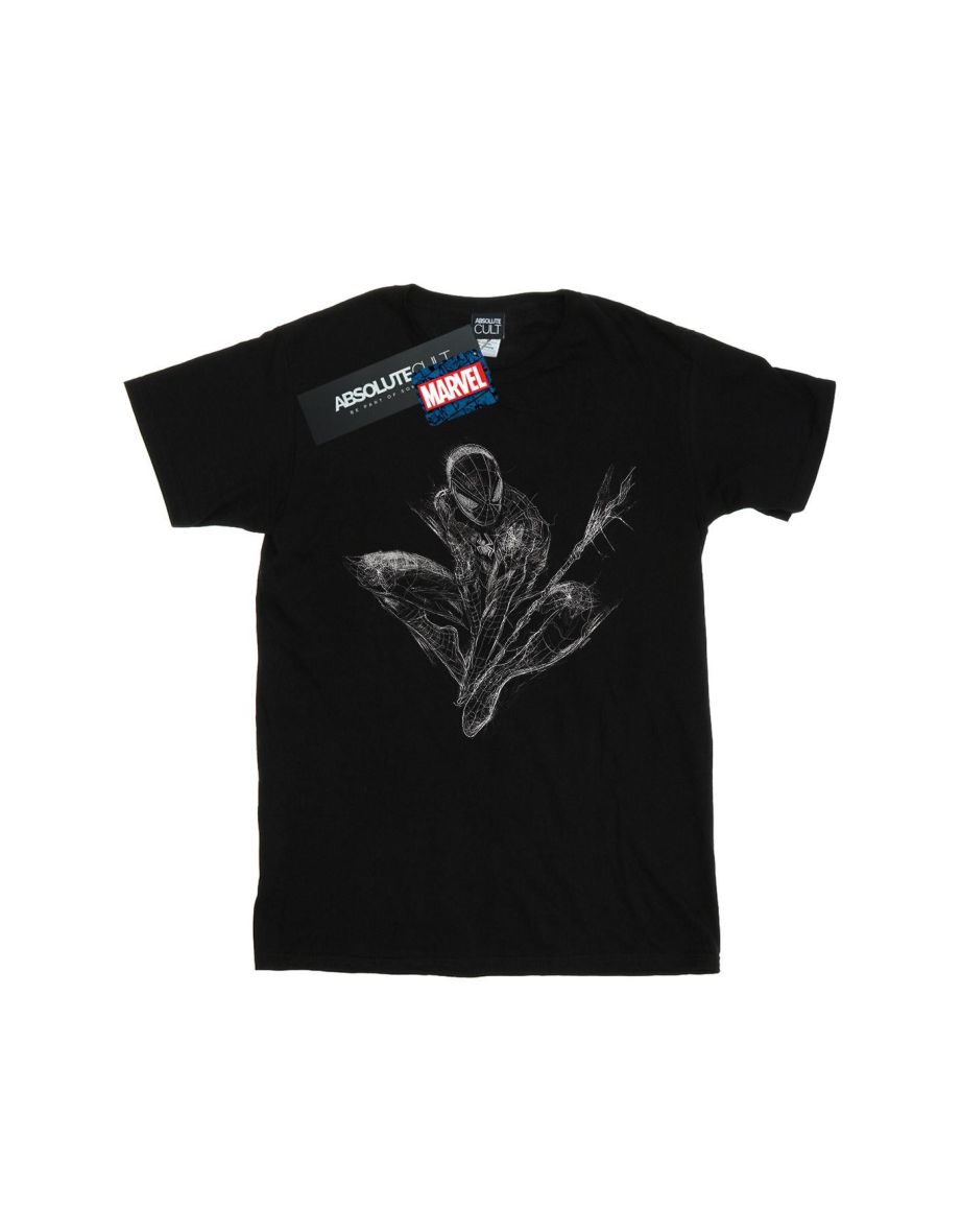 Marvel Girls Spider-Man Web Crouch Cotton T-Shirt - Black - 1