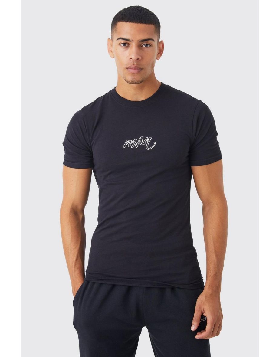 Man Muscle Fit Basic T-shirt - black