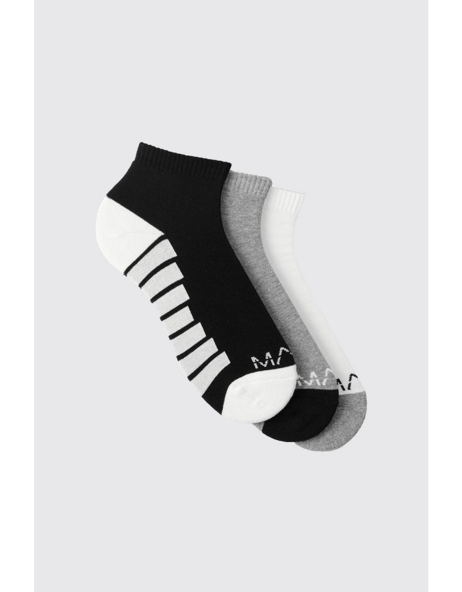 3 Pack Man Dash Activewear Ankle Socks - multi