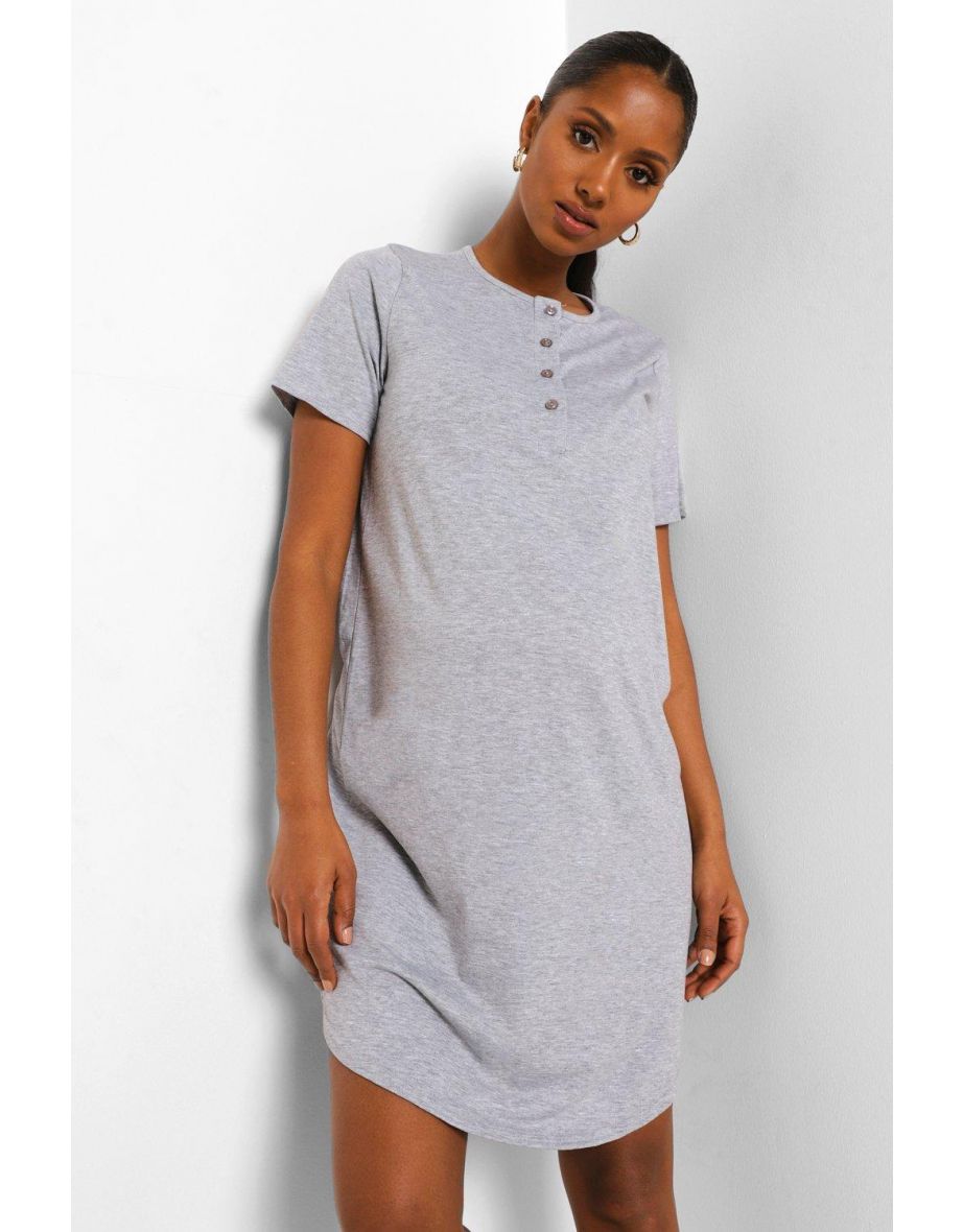 Maternity Half Button Front Nightie - grey