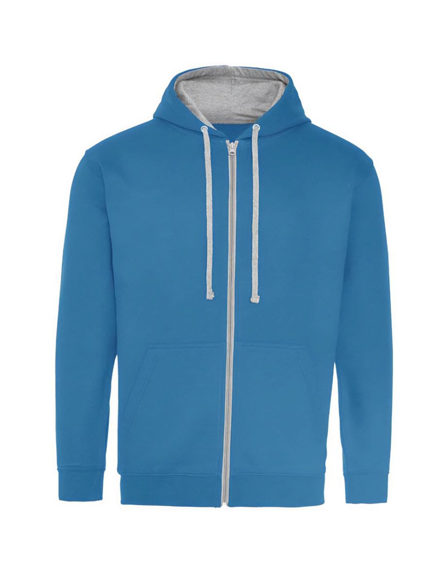 Shop Awdis Mens Varsity Heather Full Zip Hoodie - Sapphire