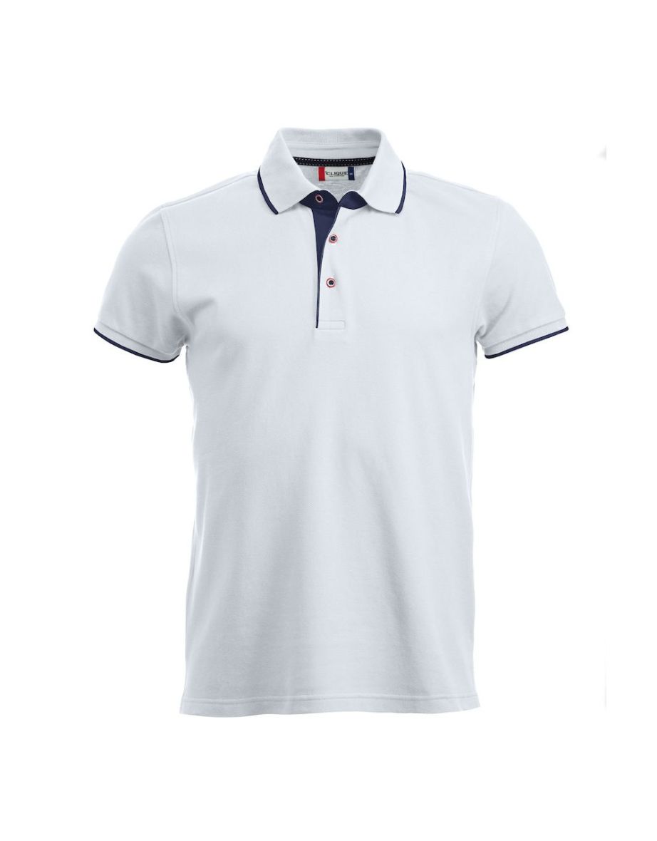 Clique Mens Seattle Polo Shirt - White/Dark Navy