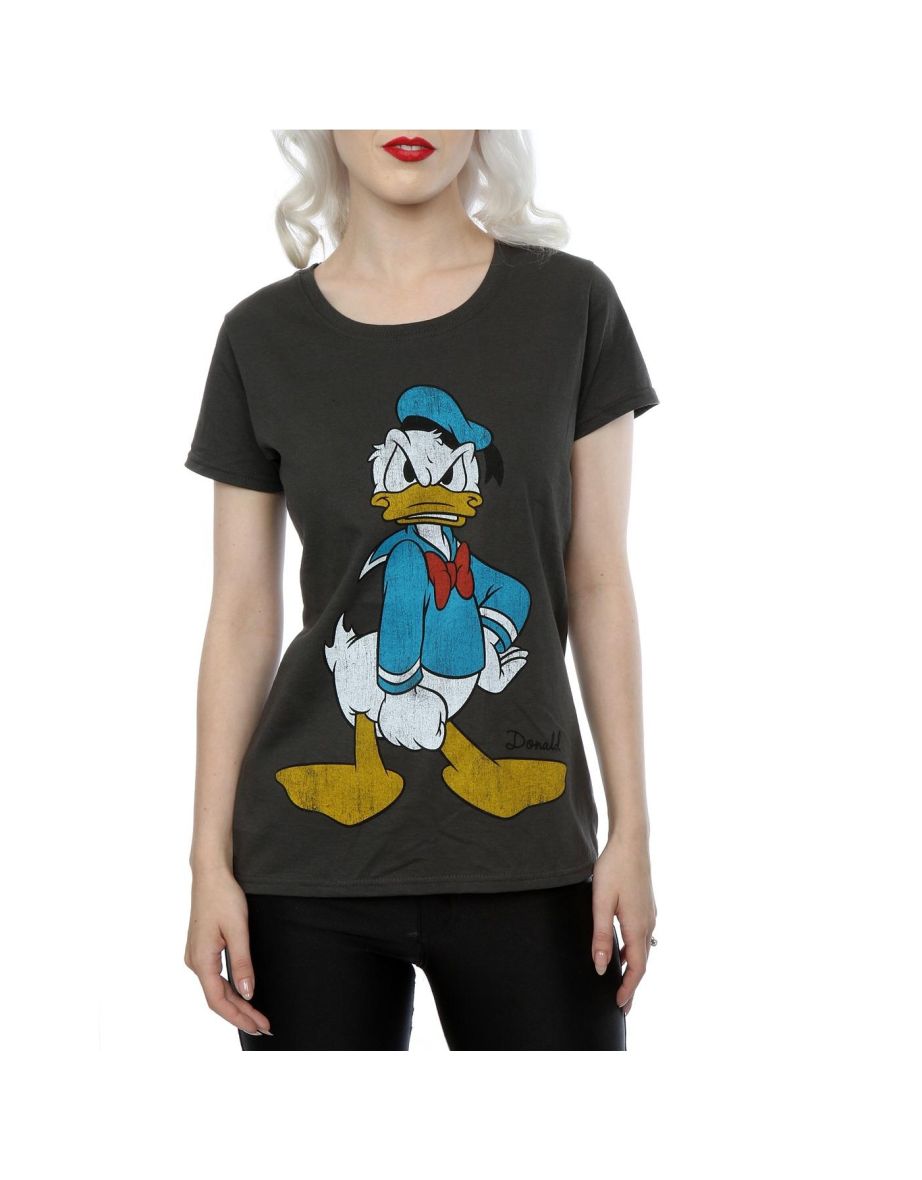 Disney Womens/Ladies Donald Duck Angry Cotton T-Shirt - Light Graphite - 3