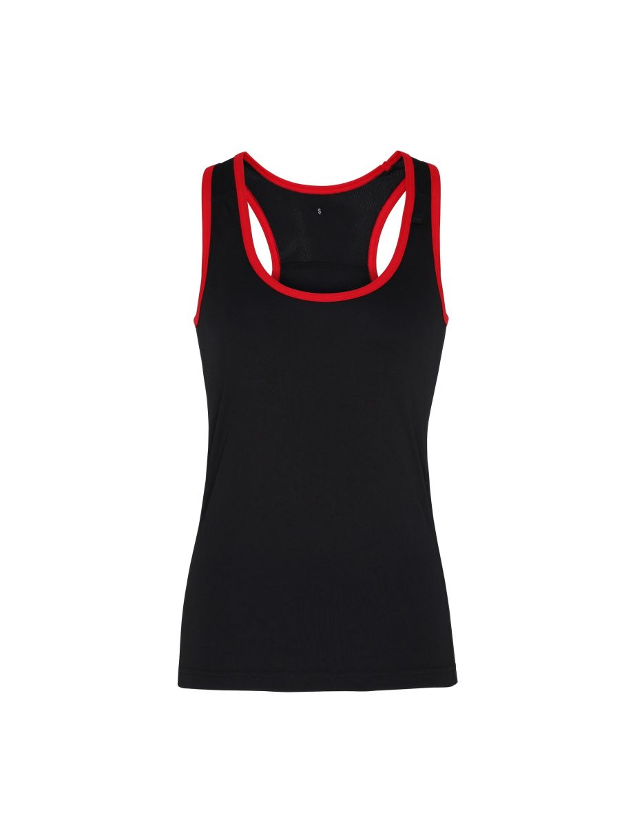 Tri Dri Womens/Ladies Panelled Fitness Sleeveless Vest - Black /Red