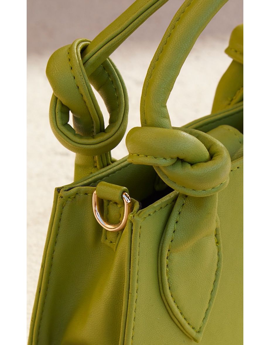 حقيبة صغيرة بمقبض يد جلد صناعي - أخضر - 3