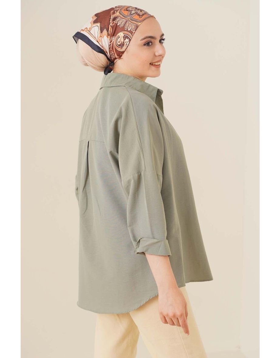 Oversize Basic Shirt - Khaki - 2