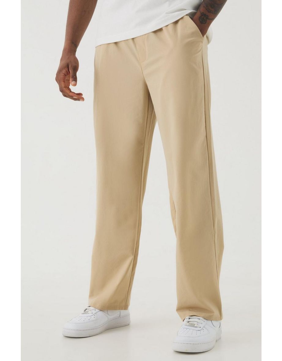 Tall Elastic Waist Lightweight Technical Stretch Relaxed Cropped Trouser - stone
