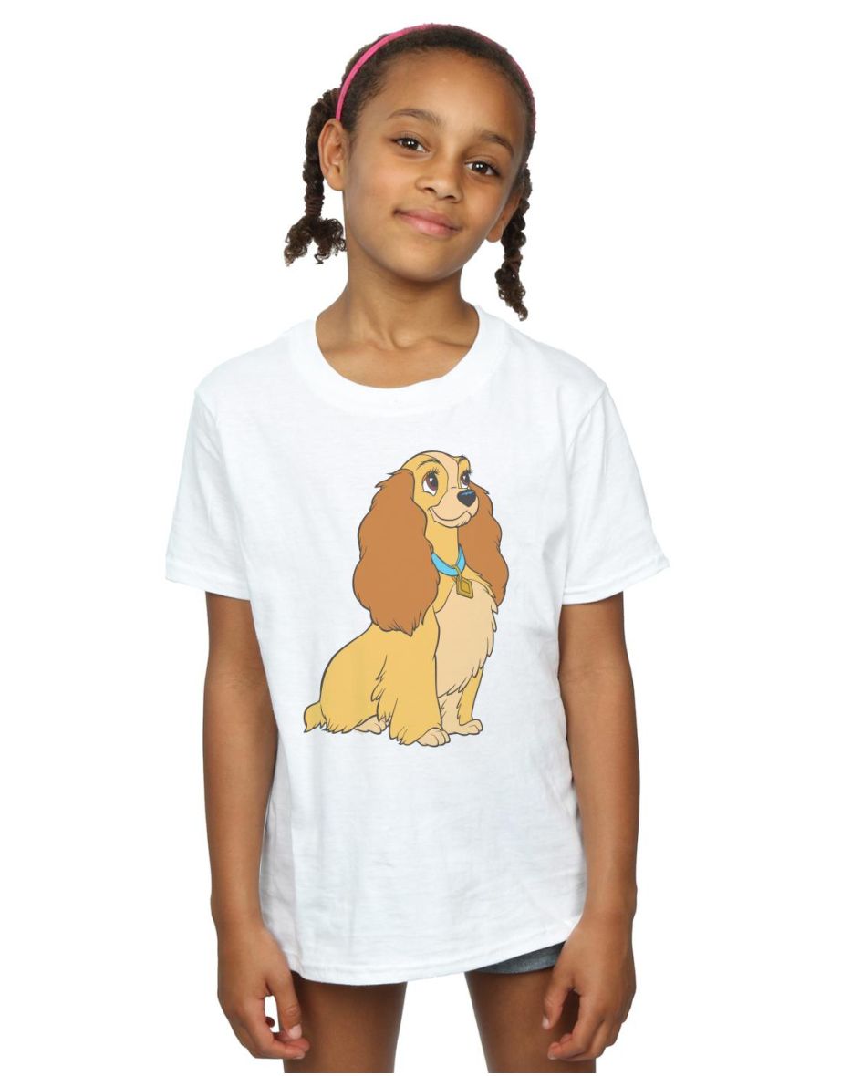 Disney Girls Lady And The Tramp Lady Spaghetti Heart Cotton T-Shirt - White