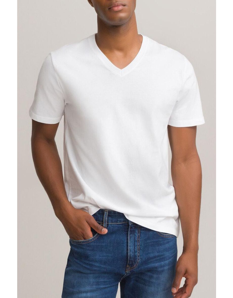 Organic Cotton T-Shirt with V-Neck and Short Sleeves