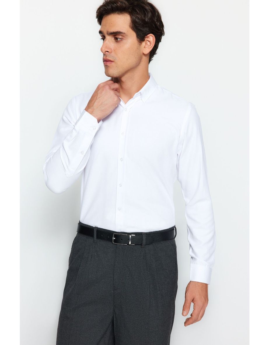 White Men's Slim Fit Smart Shirt