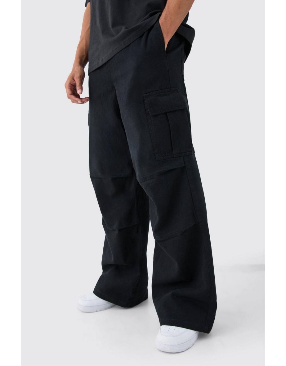 Extreme Baggy Fit Cargo Trousers In Black - black