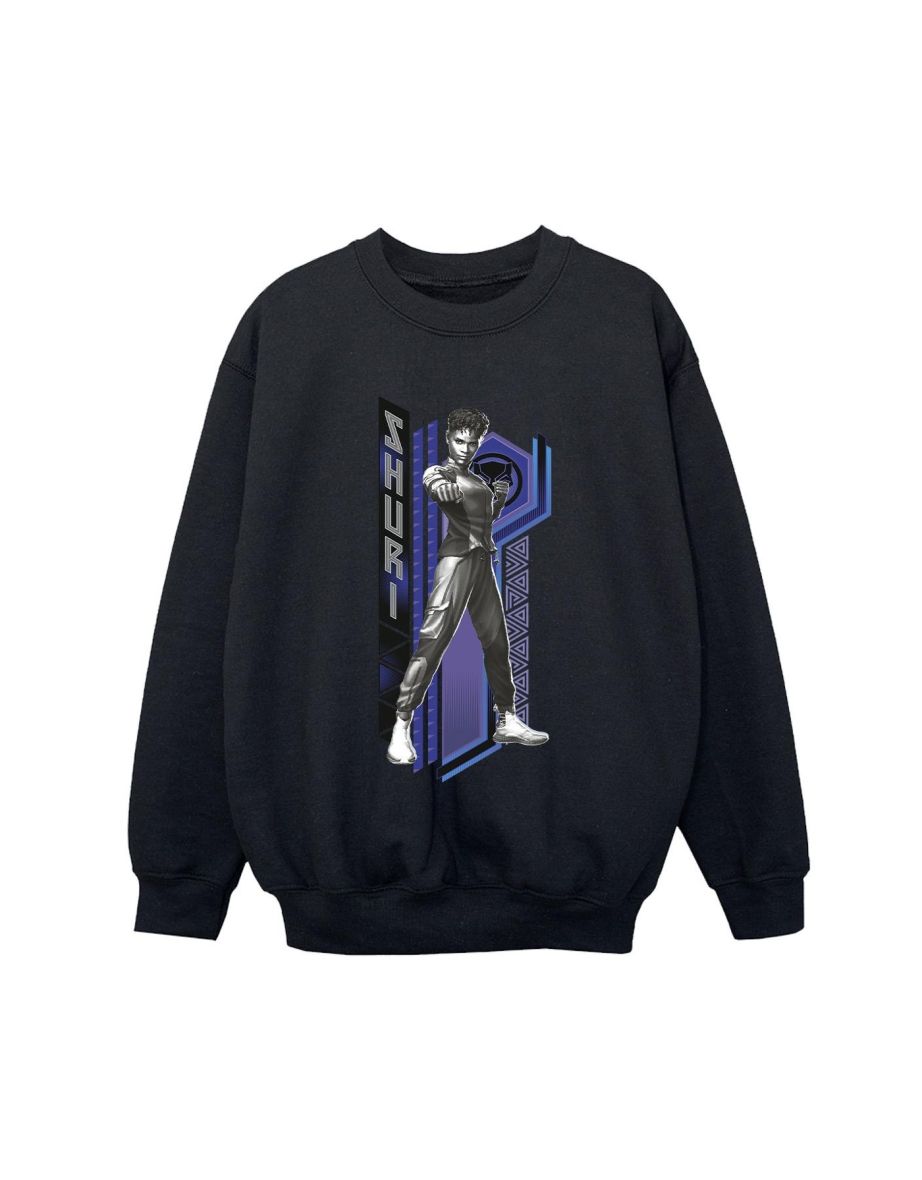 Marvel Boys Black Panther Wakanda Forever Shuri Pose Sweatshirt - Black - 1