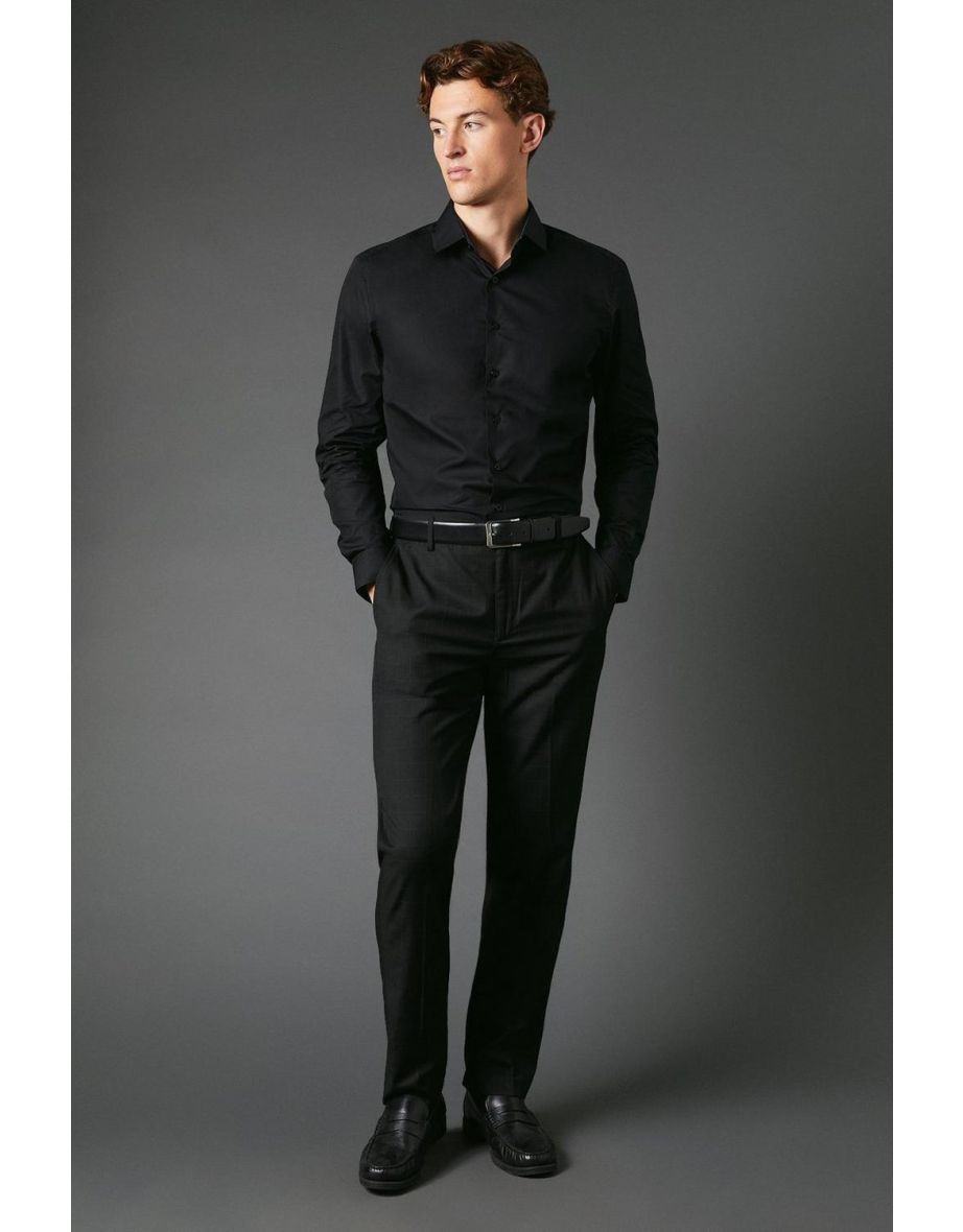 Slim Fit Windowpane Check Smart Trouser