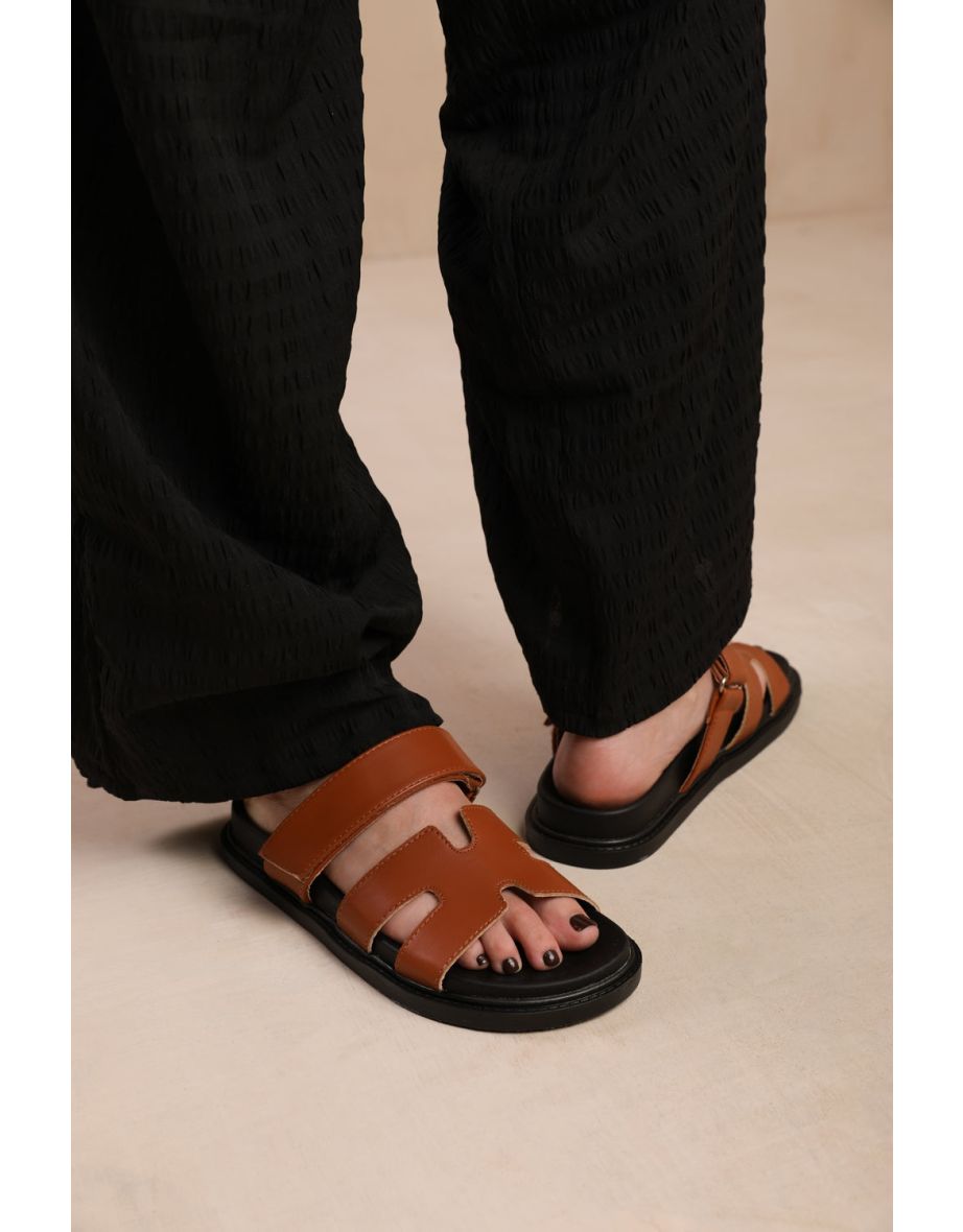 ADAGIO  STRAPPY SANDALS IN TAN FAUX LEATHER