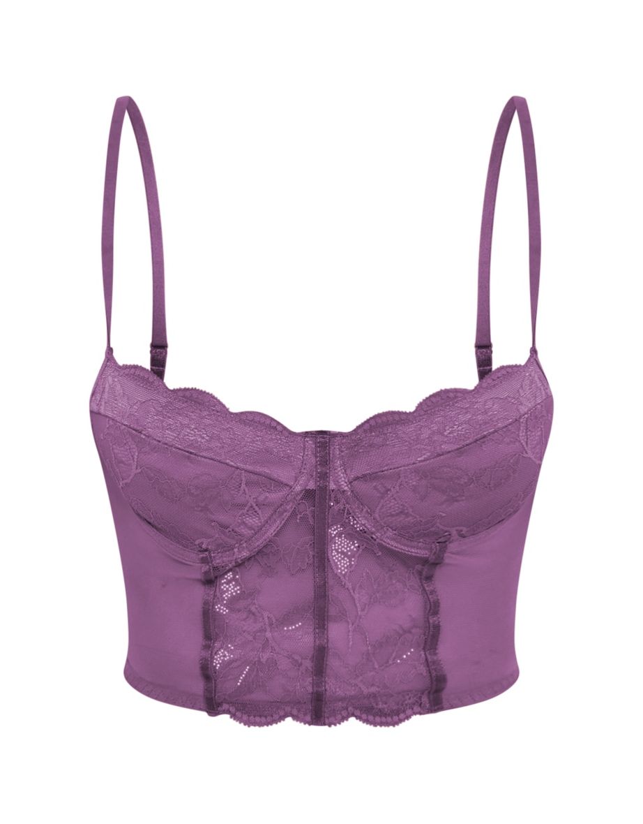 Lilac Lace Mesh Corset Bra - 3