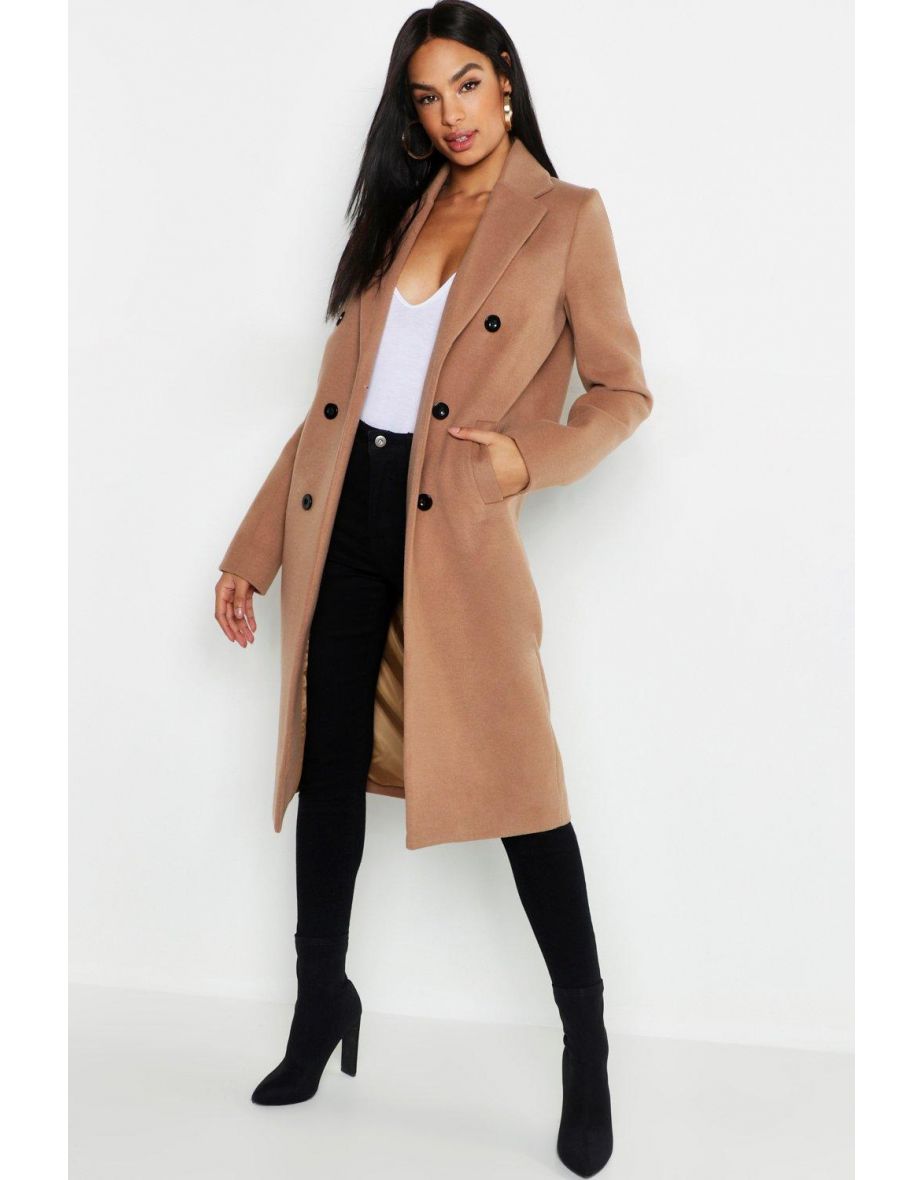 Tall Double Breasted Coat - camel