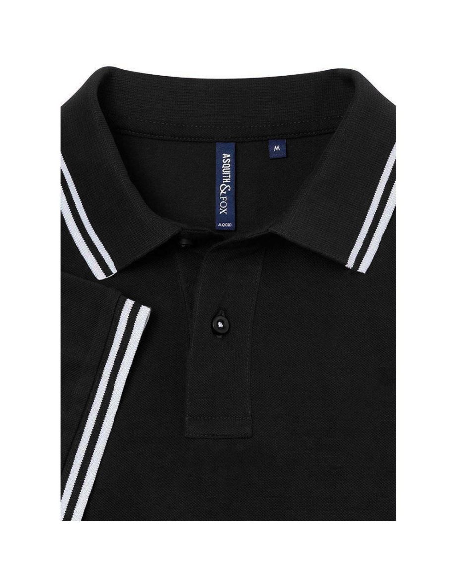 Asquith & Fox Mens Classic Fit Tipped Polo Shirt - Black/White - 1