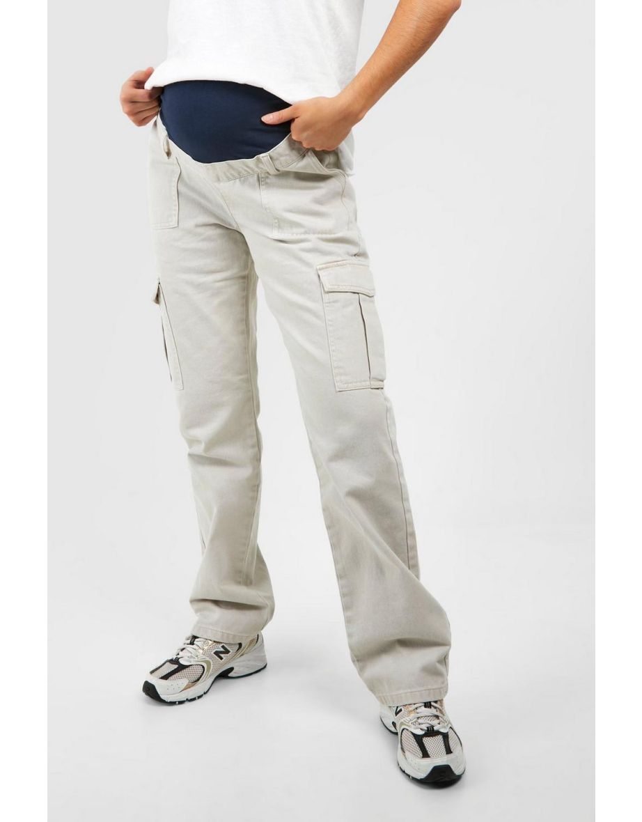Maternity Over Bump Cargo Jean - ecru - 3