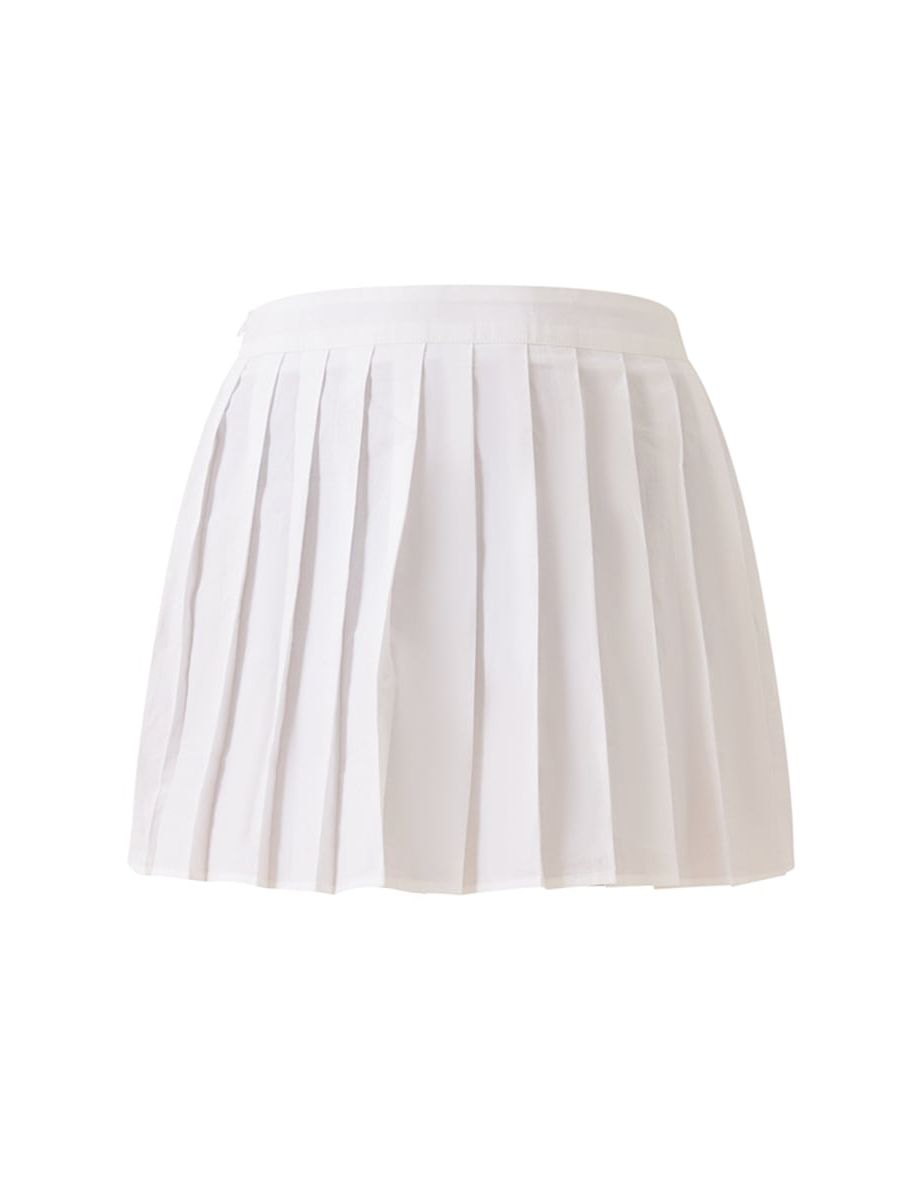 White Cotton Poplin Pleated Mini Tennis Skirt - 5