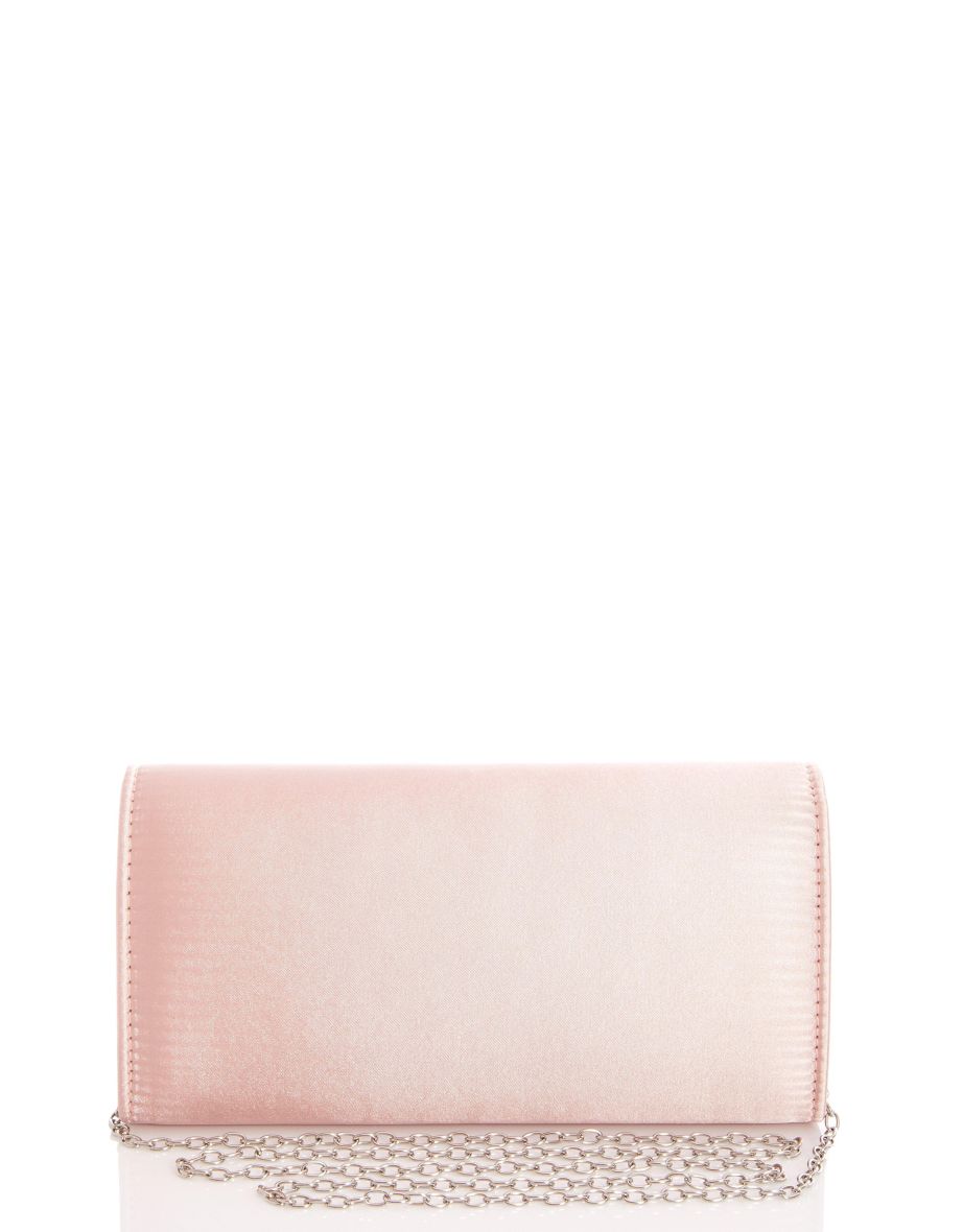 Pink Satin Diamante Stripe Bag - 4