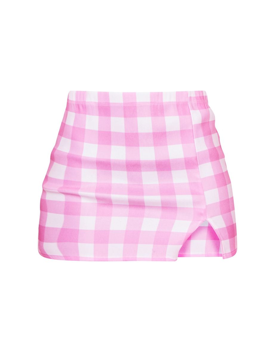 Pink Checkerboard Mini Skirt - 5