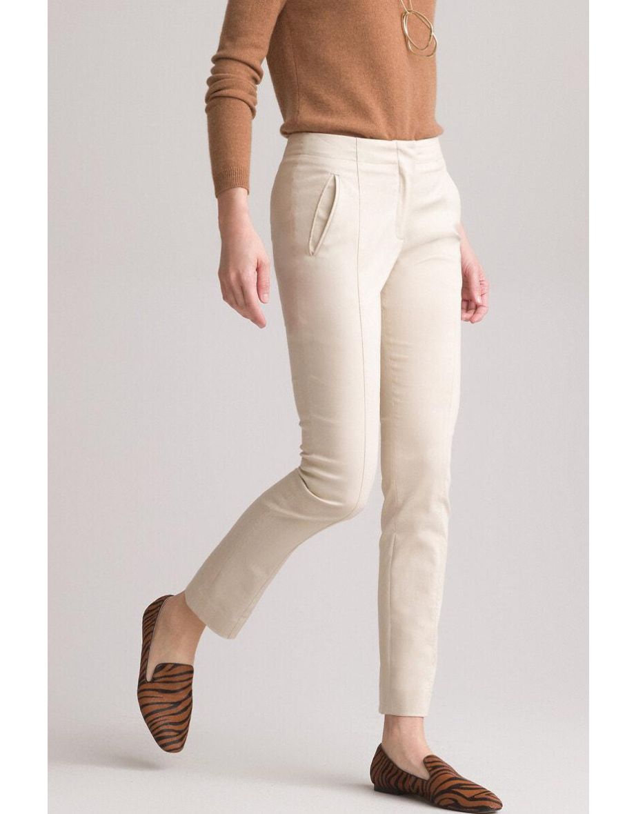 Stretch Straight Trousers in Cotton Mix, Length 30.5''