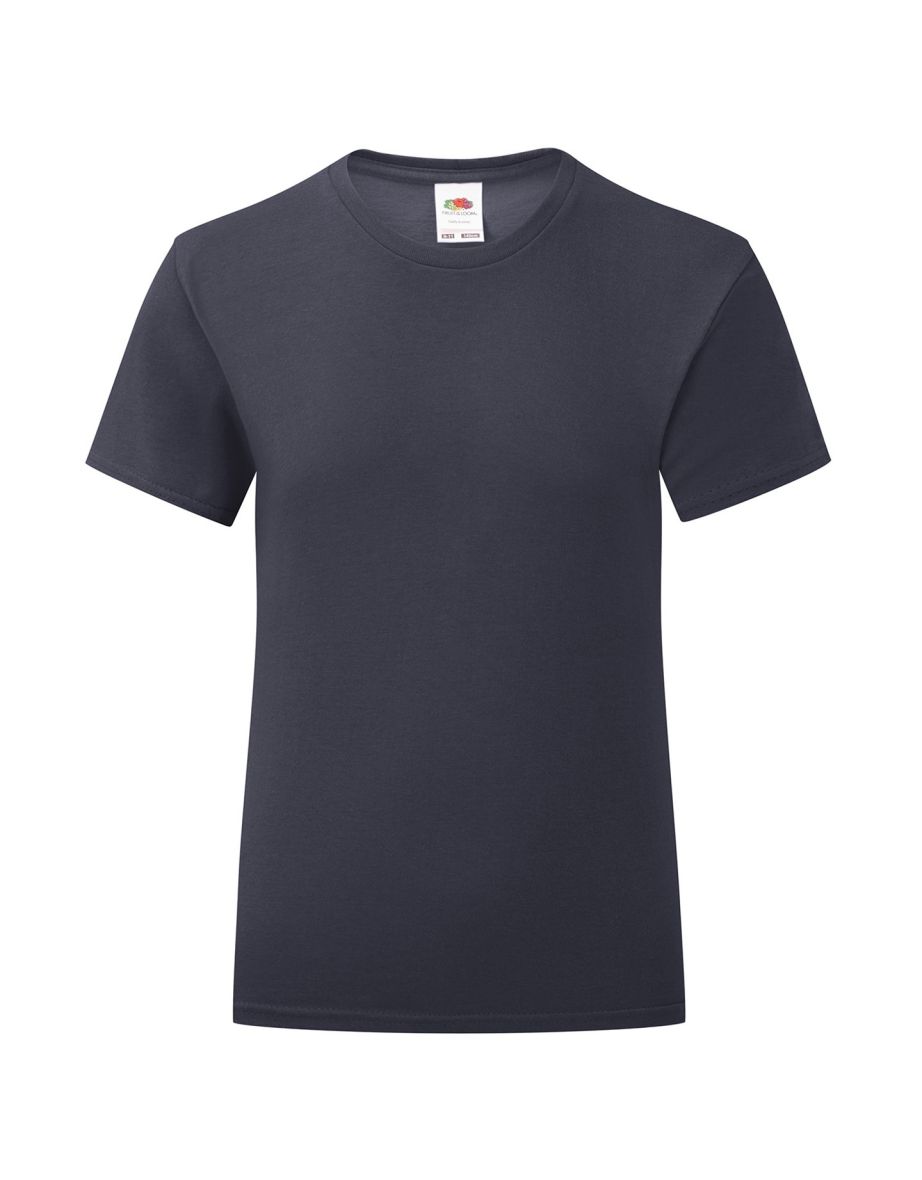 Fruit of the Loom Girls Iconic Heather T-Shirt - Deep Navy