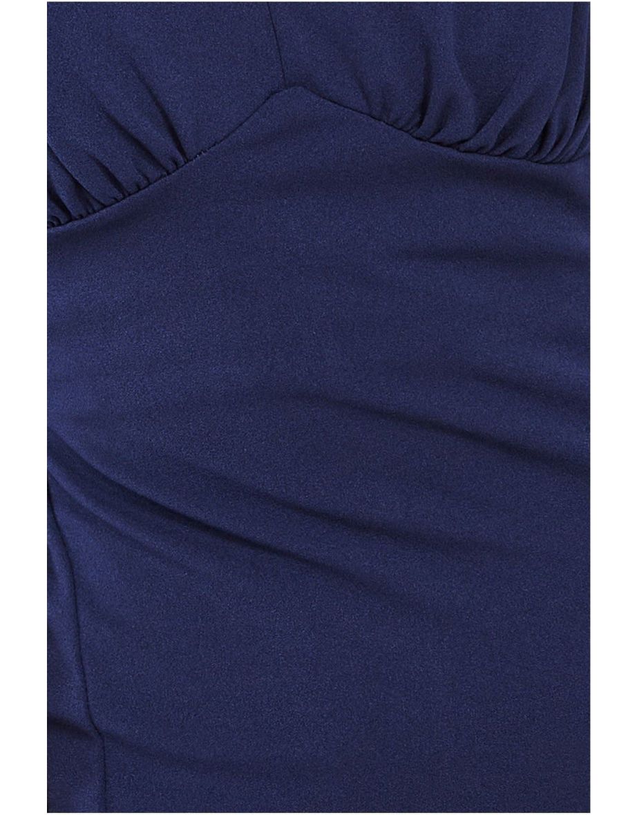 Goddiva Chiffon Sleeve Thigh Split Maxi Dress - Navy - 3