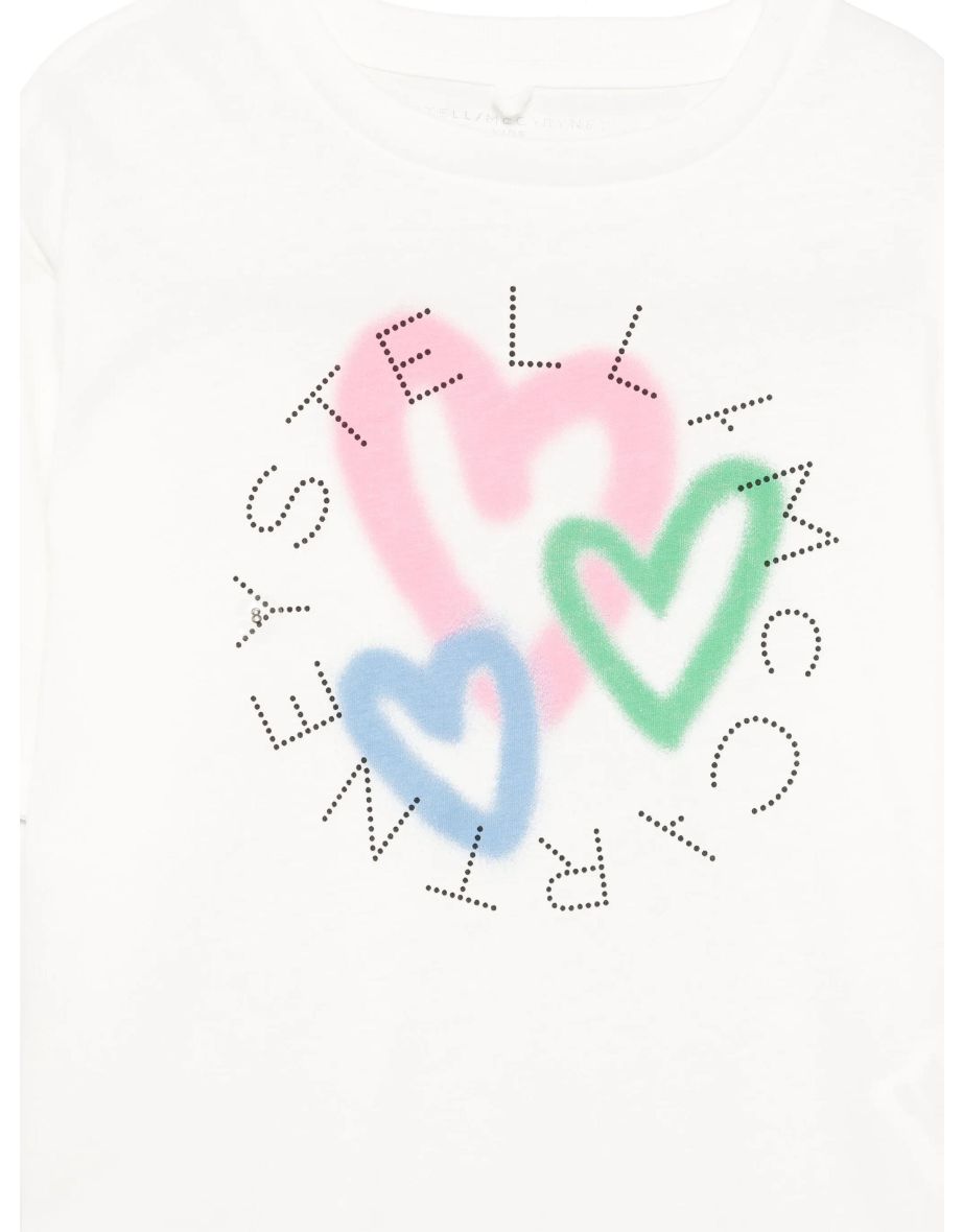 Girls Heart Logo Cropped T-Shirt in Ivory - 2