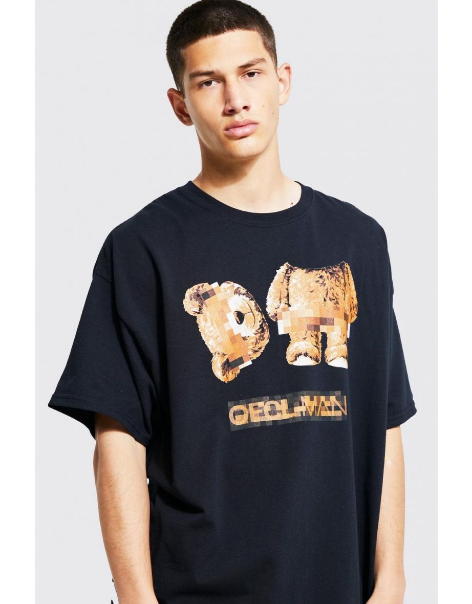 Oversized Blurred Teddy T-shirt - black - 2