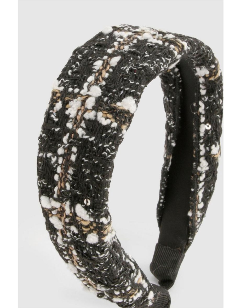 Boucle Check Wide Headband - black - 2